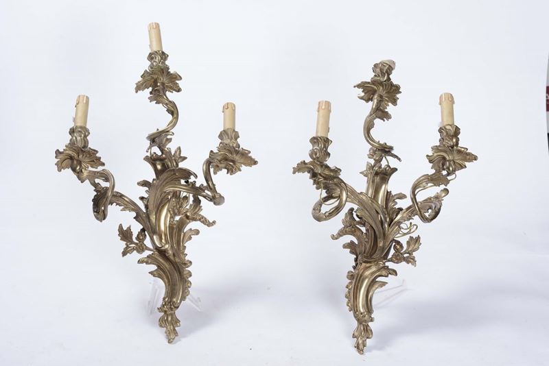 Coppia di appliques in bronzo, XIX secolo  - Auction Antique and Old Masters - Cambi Casa d'Aste