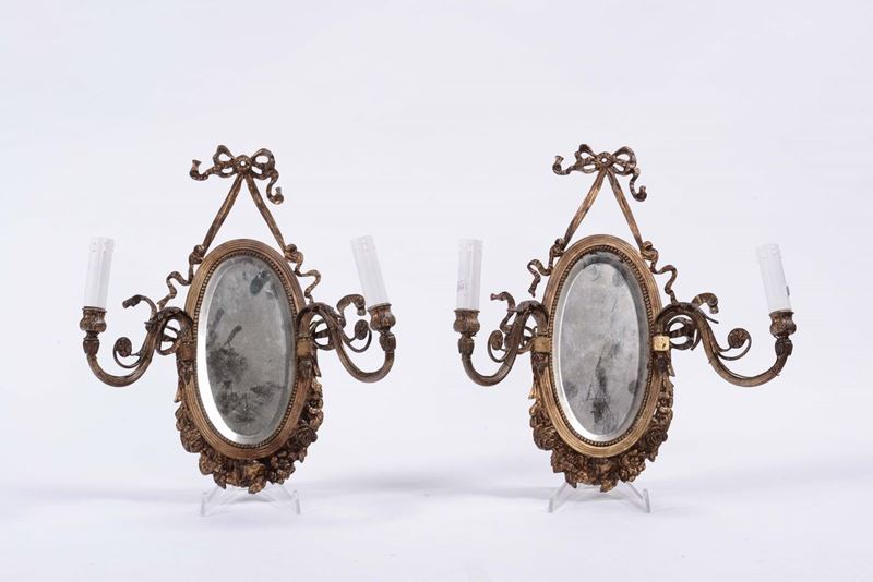 Coppia di piccole appliques in bronzo dorato, XIX secolo  - Asta Antiquariato e Dipinti Antichi - Cambi Casa d'Aste