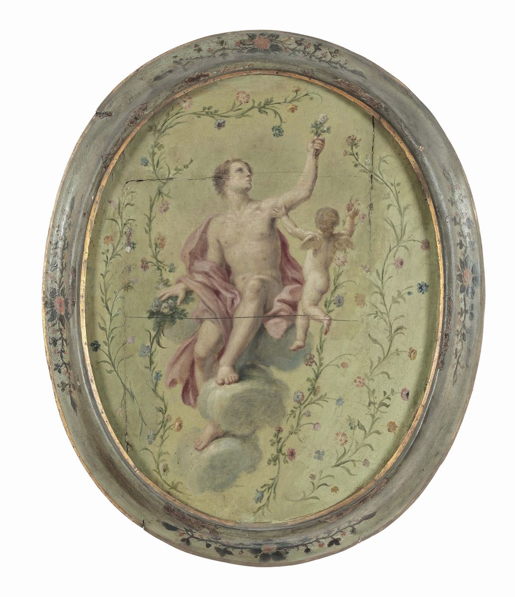 Scuola Neoclassicafigure Mitologiche, Fiori e Putti