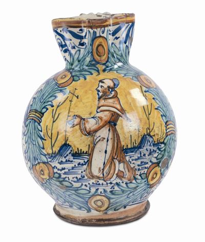 Brocca in Maiolica Policroma, Cafaggiolo, Datata 1574