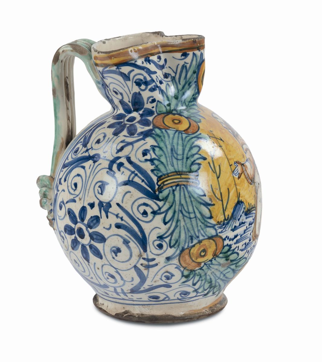 Brocca in Maiolica Policroma, Cafaggiolo, Datata 1574