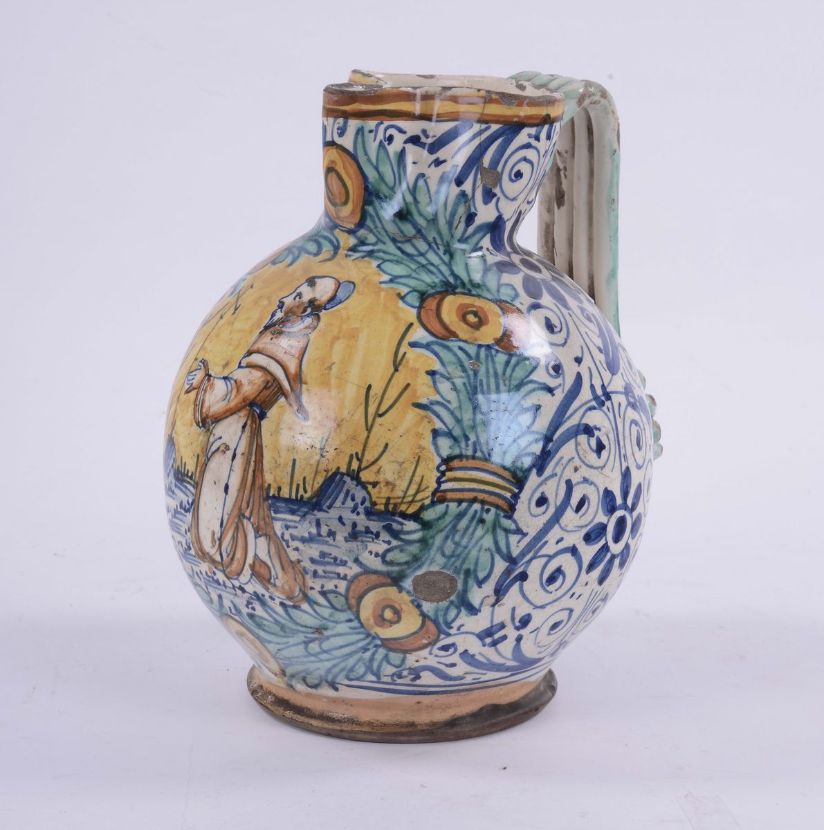 Brocca in Maiolica Policroma, Cafaggiolo, Datata 1574