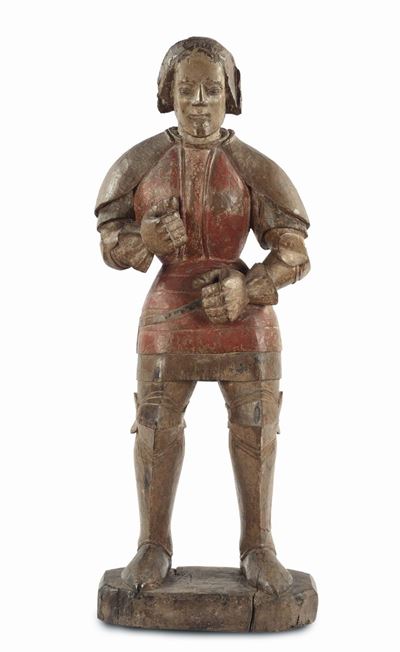 Scultura in Legno Raffigurante Guerriero, Germania XVII Secolo