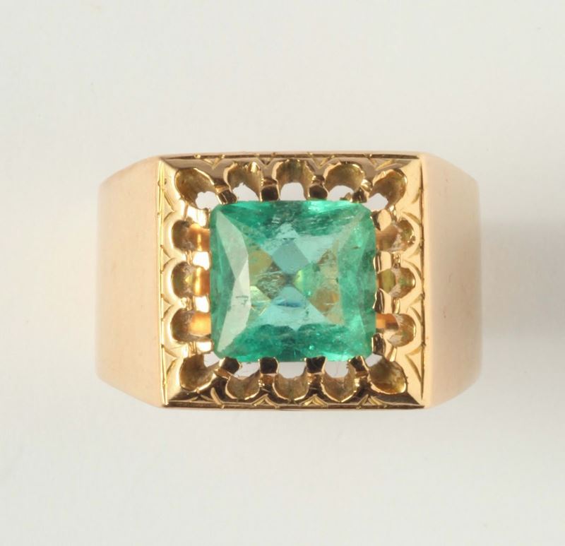 Anello con smeraldo  - Auction Silvers and Jewels - Cambi Casa d'Aste