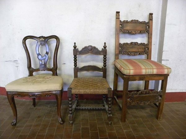 Tre sedie diverse