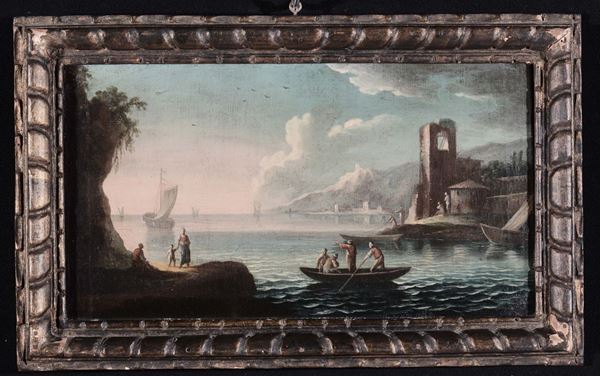Scuola Italiana del XVIII secolo Vedute costiere con architetture