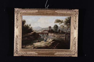 Scuola Veneta del XVIII Secolopaesaggio con Figure