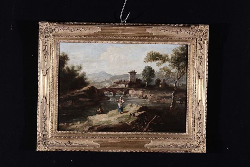 Scuola Veneta del XVIII secolo Paesaggio con figure  - Auction Antique and Old Masters - Cambi Casa d'Aste
