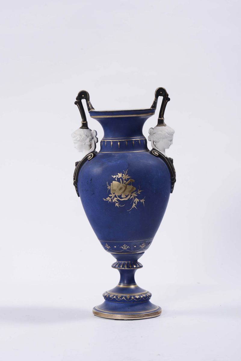 Vaso in Ceramica a Fondo Blu, XX Secolo