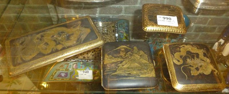Lotto di quattro scatole portasigarette, Giappone, XIX, XX secolo  - Auction Antique and Old Masters - Cambi Casa d'Aste