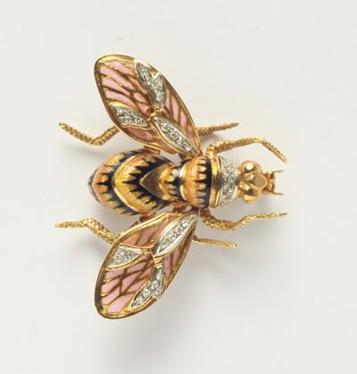 Spilla con Smalti Policromi e Diamanti