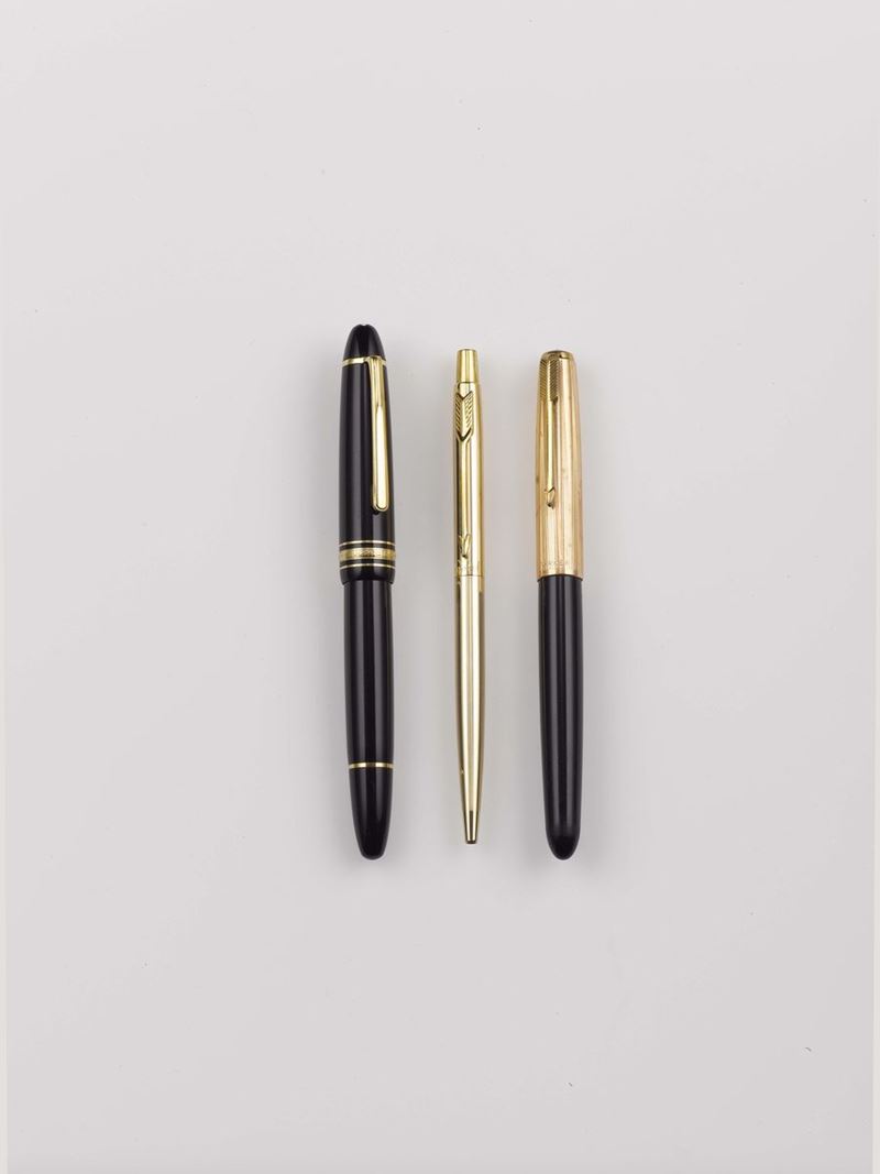 A lot containing one Mont Blanc pen and two Parker pens  - Auction Fine Jewels - Cambi Casa d'Aste