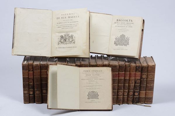 Raccolta di Regi editti dal 1814 al 1824 in 21 volumi
