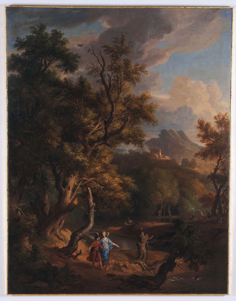 Carlo Antonio Tavella (Milano 1668 - Genova 1738) Tobiolo e l'angelo  - Auction Old Masters Paintings - Cambi Casa d'Aste