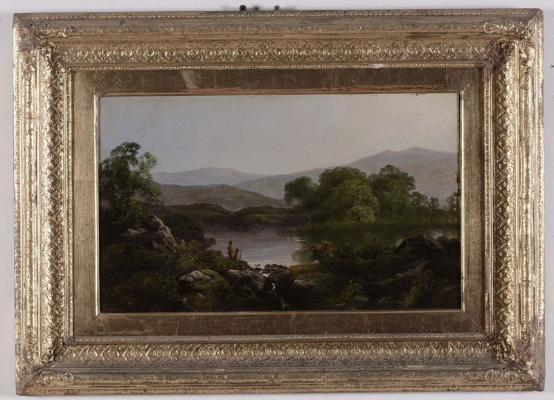 Anonimo del XIX secolo Paesaggio fluviale  - Asta Antiquariato e Dipinti Antichi - Cambi Casa d'Aste