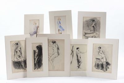 Lotto di Otto Disegni con Figure Femminili, Anni '20