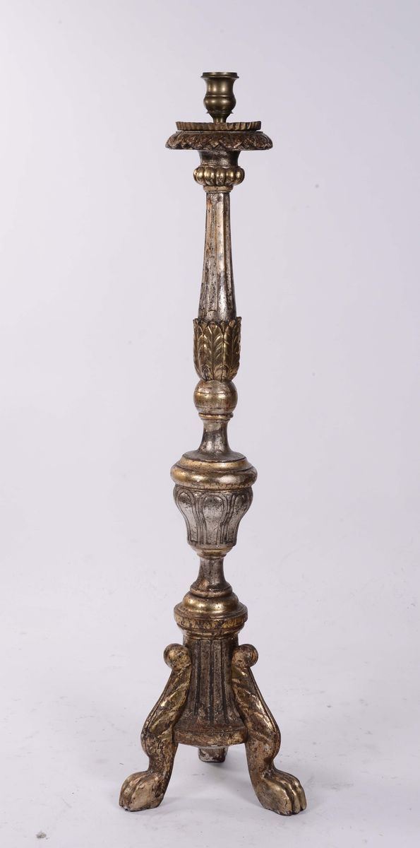 Torciera in legno intagliato e dorato, XIX secolo