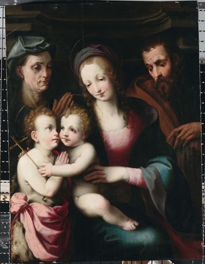 Francesco Brina (firenze 1540-1586)sacra Famiglia con Santa Elisabetta e San Giovannino