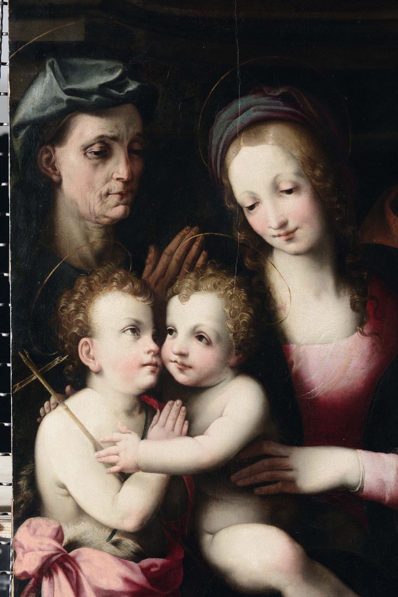 Francesco Brina (firenze 1540-1586)sacra Famiglia con Santa Elisabetta e San Giovannino