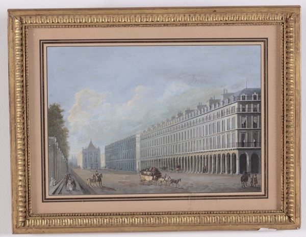 Anonimo del XIX secolo Strada con palazzi