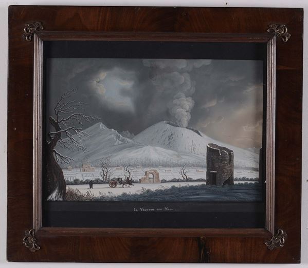 Anonimo del XIX secolo Vesuvio innevato