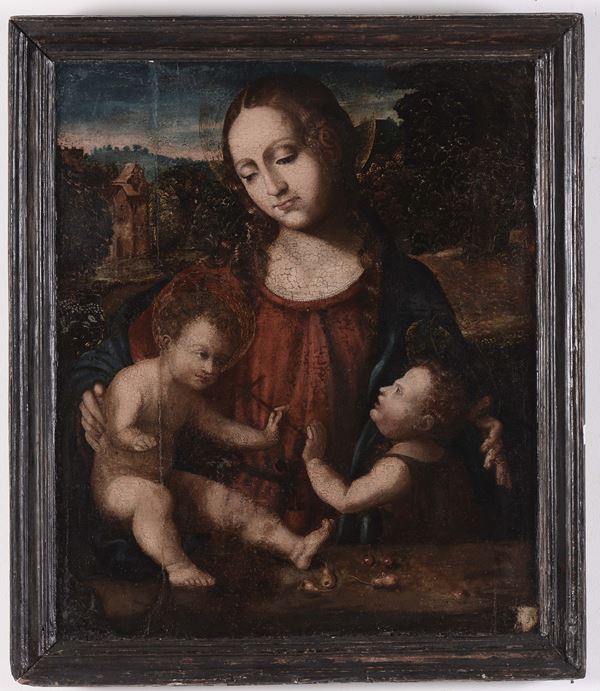 Scuola Lombarda del XVI secolo Madonna con Bambino e San Giovannino