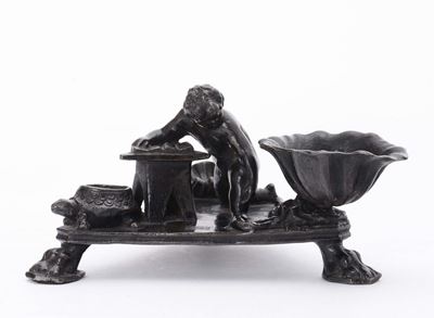 Calamaio in Bronzo Fuso, Cesellato e Patinato, Arte Veneta o Tedesca del XVI Secolo