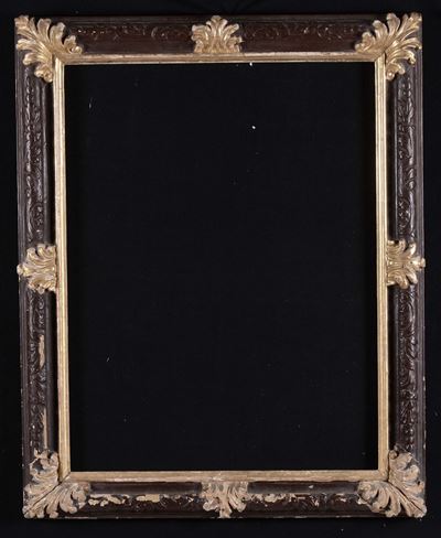 Coppia di Specchierine in Legno Laccato Marrone e Oro, XVIII Secolo