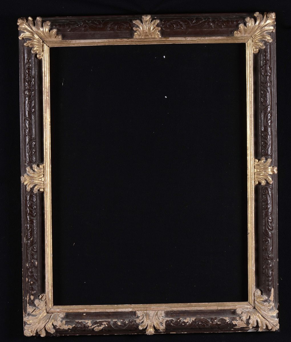 Coppia di Specchierine in Legno Laccato Marrone e Oro, XVIII Secolo