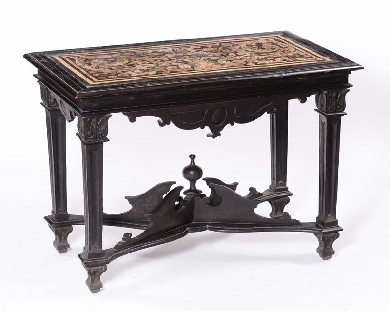 Piano in scagliola con base in legno ebanizzato, XVII secolo  - Auction Antique and Old Masters - Cambi Casa d'Aste