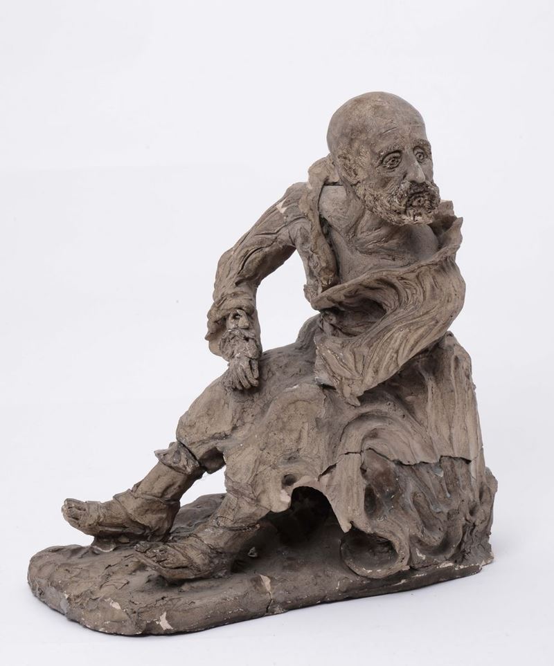 Scultura in terracotta raffigurante personaggio seduto, XVIII secolo  - Auction Antique and Old Masters - Cambi Casa d'Aste