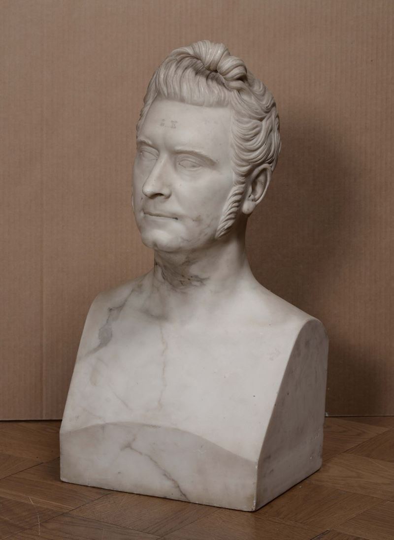 Scultura in marmo raffigurante busto maschile, XIX secolo  - Asta Antiquariato e Dipinti Antichi - Cambi Casa d'Aste