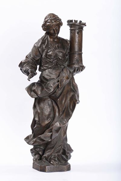 Santa Barbara in Bronzo Fuso e Cesellato, Scultore Attivo a Roma o Genova nella Seconda Metà del ...