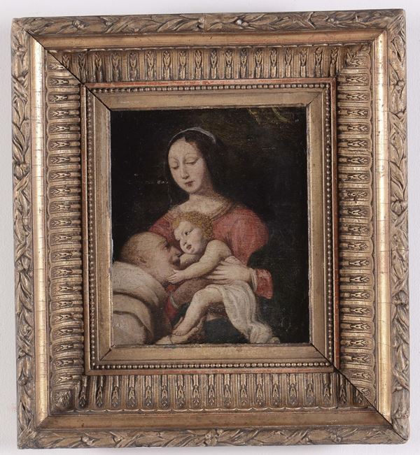 Scuola del XVIII secolo Madonna con Bambino e Santo