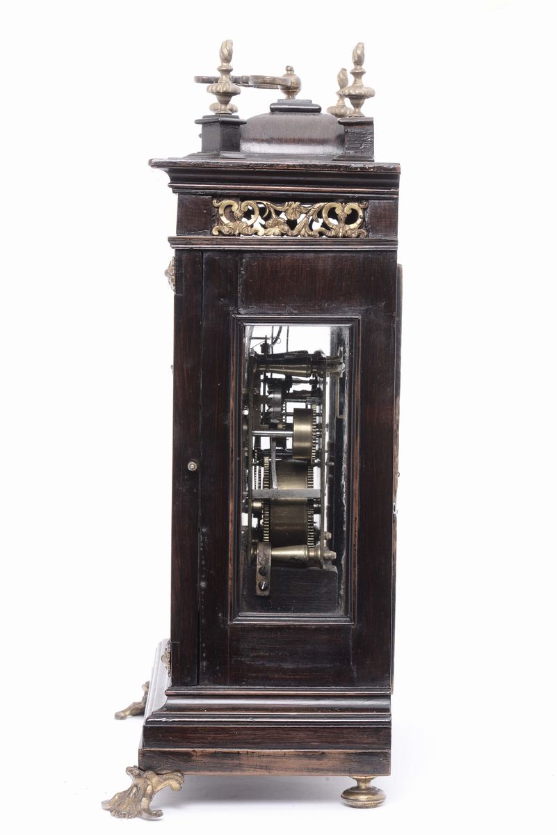 Orologio Romana in Legno Lastronato con Palissandro e Applicazioni di Bronzi Dorati