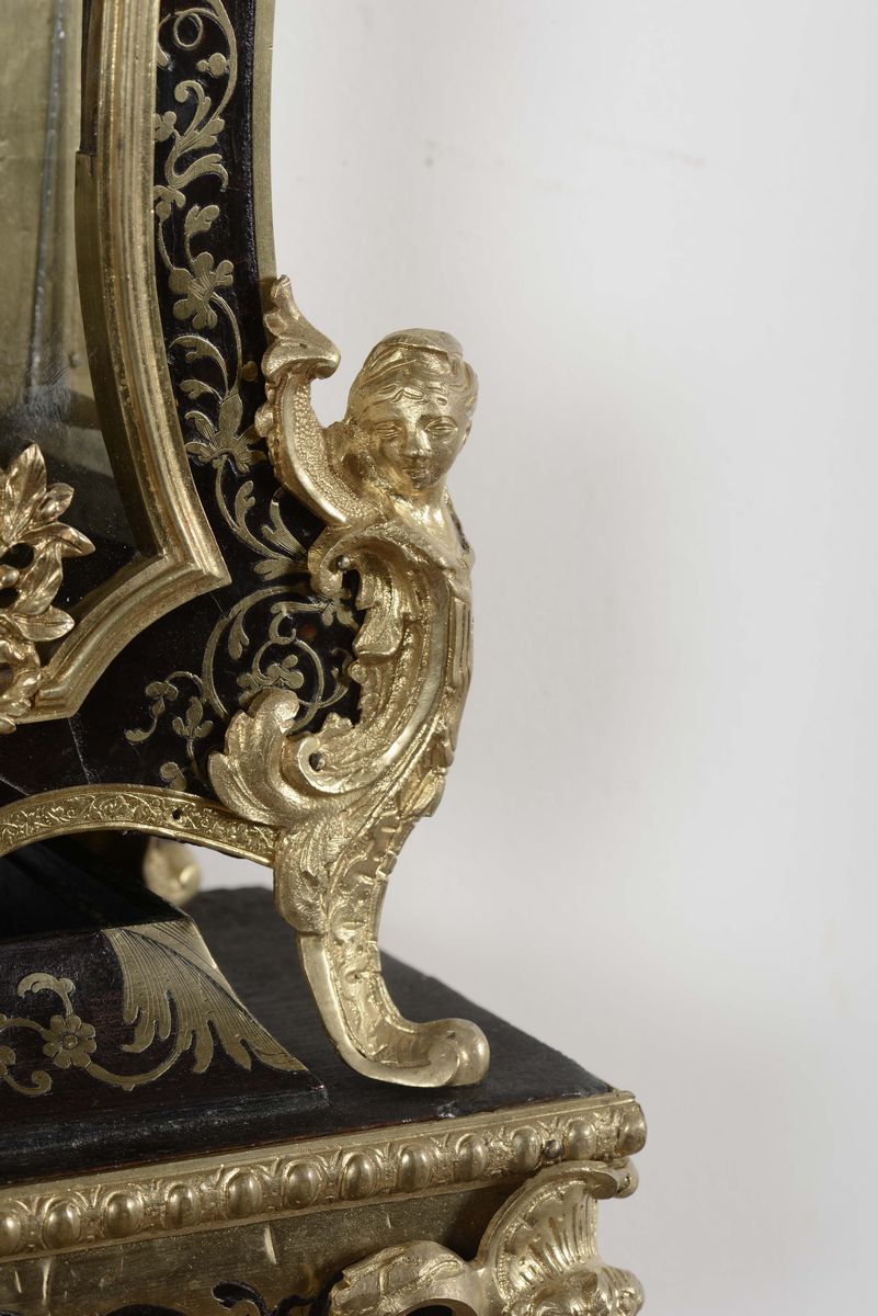 Piccolo Orologio Boulle in Legno Lastronato, XIX Secolo