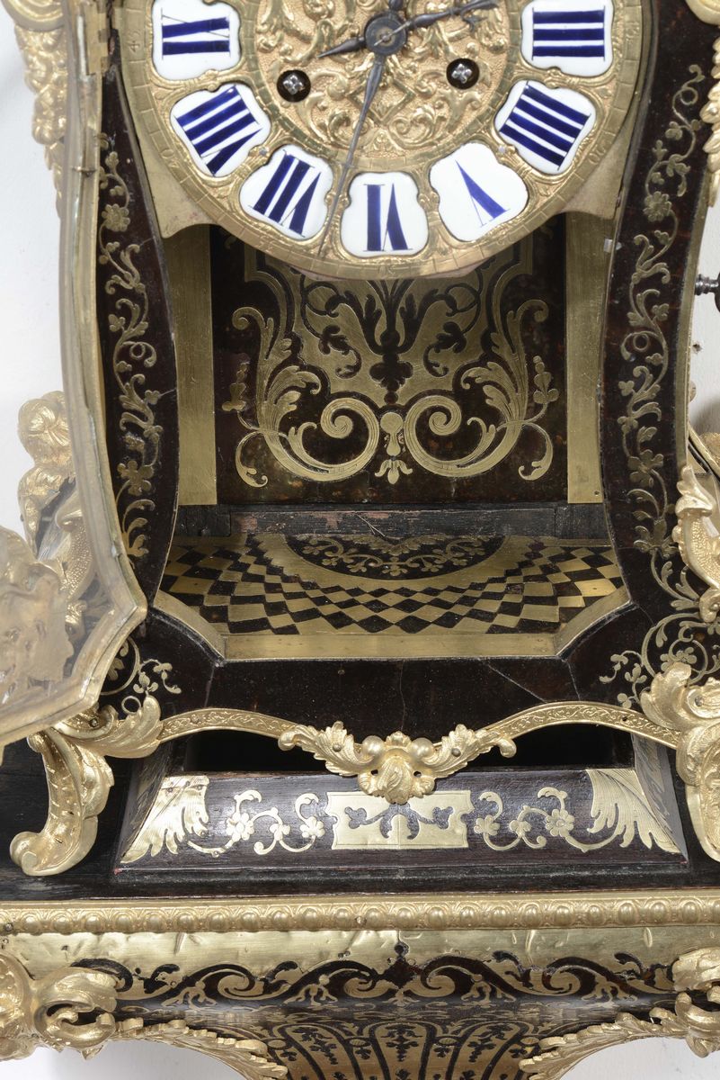 Piccolo Orologio Boulle in Legno Lastronato, XIX Secolo