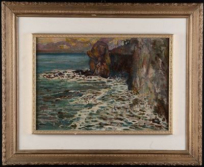 Giuseppe Caselli (reggio Emilia 1893 - la Spezia 1976)vernazza e lo Scoglio del Cane