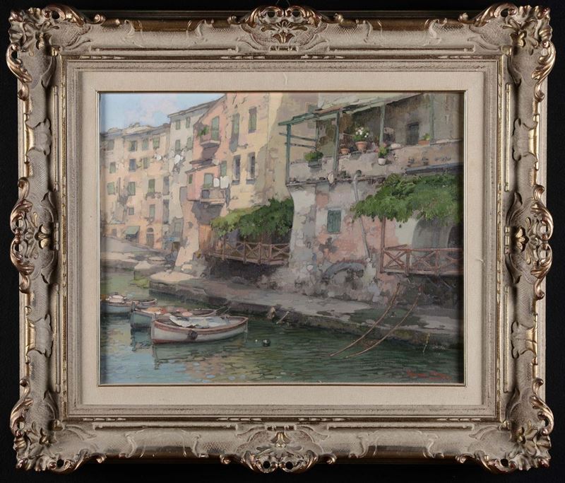 Giuseppe Pesa (Polistena 1928 – 2000) Porticciolo di Camogli  - Auction Antique and Old Masters - Cambi Casa d'Aste