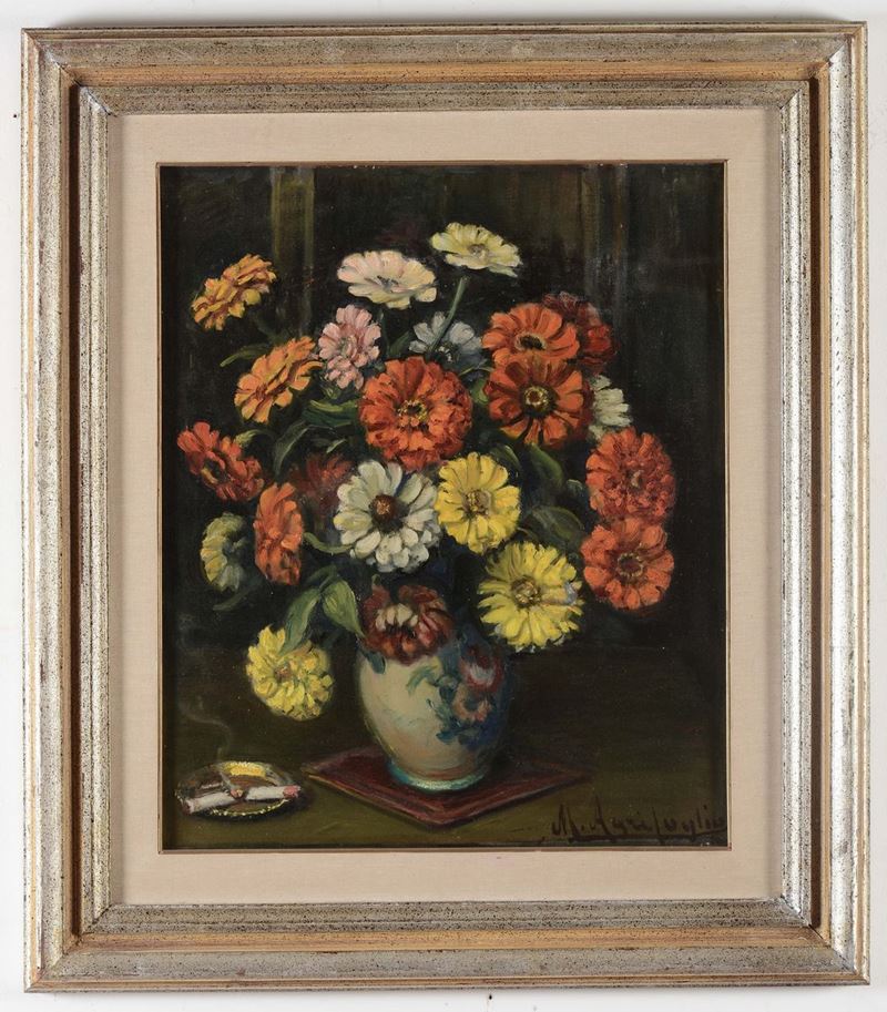 Mario Agrifoglio (Genova 1877 – Roasio 1972) Vaso di fiori  - Asta Antiquariato e Dipinti Antichi - Cambi Casa d'Aste