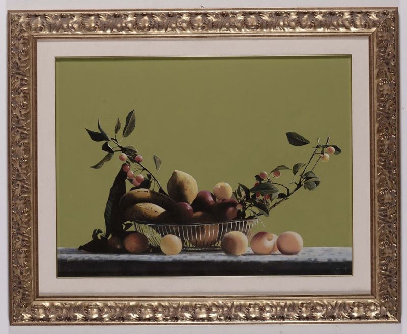 Beniamino Ciccotelli ( Tollo 1937 ) Cesta inox fondo verde  - Auction Antique and Old Masters - Cambi Casa d'Aste