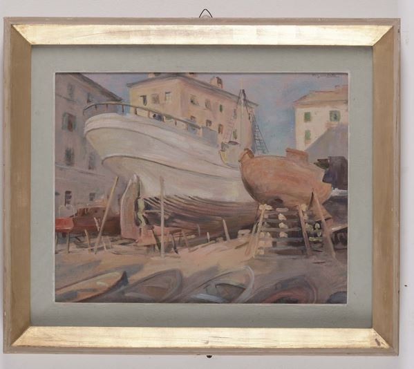 Dino Gambetti (Quistello 1907-Genova 1988) Cantiere di Albisola