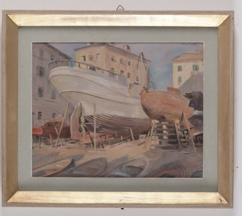 Dino Gambetti (Quistello 1907-Genova 1988) Cantiere di Albisola  - Asta Antiquariato e Dipinti Antichi - Cambi Casa d'Aste