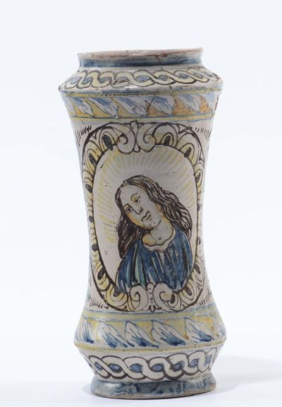 Albarello in Maiolica Policroma, Collesano, Seconda Metà del XVII Secolo