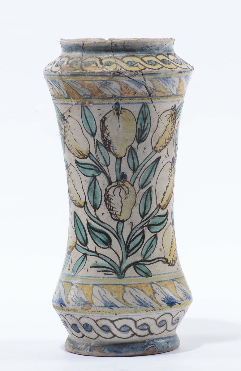 Albarello in Maiolica Policroma, Collesano, Seconda Metà del XVII Secolo