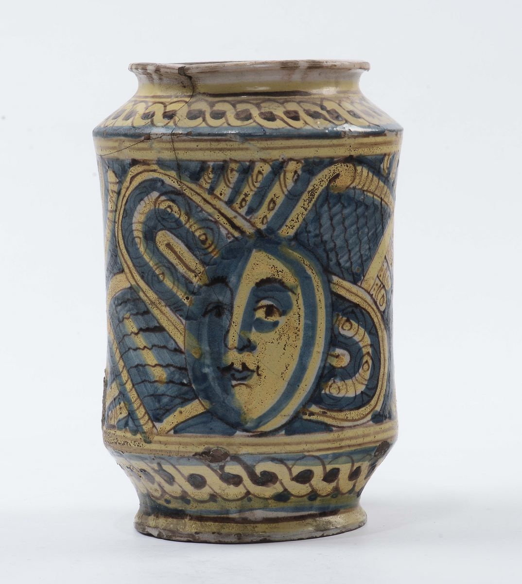 Albarello in Maiolica Policroma, Burgio Datato 1688
