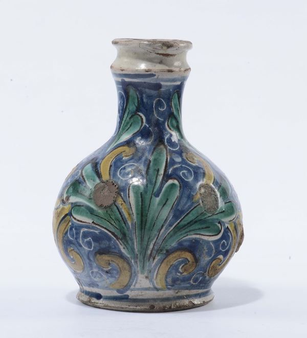 Vaso da farmacia in maiolica policroma, Caltagirone, prima metà del XVIII secolo