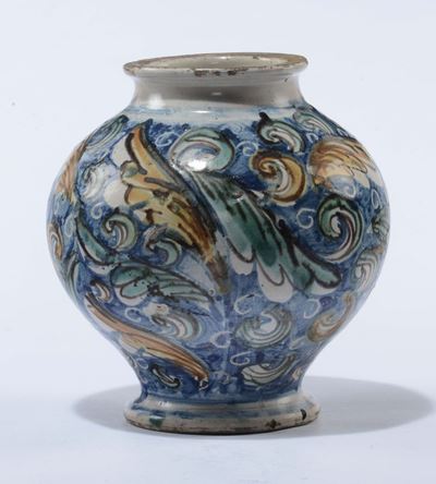 Boccia di Farmacia in Maiolica Policroma, Caltagirone, Seconda Metà del XVII Secolo