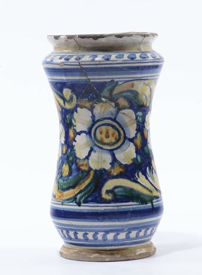 Albarello in Maiolica Policroma, Calabria o Sicilia Inizio XVIII Secolo