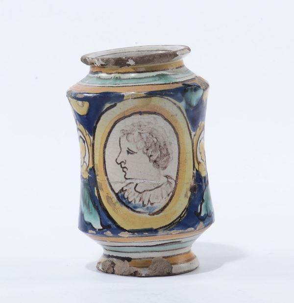Albarello in maiolica policroma, Caltagirone XVIII secolo